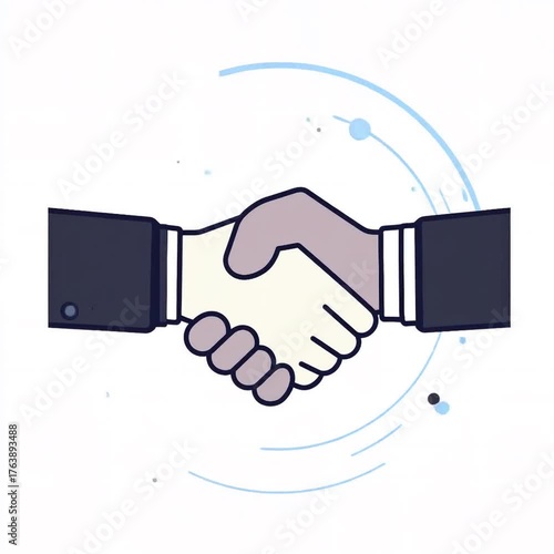 Business handshake illustration representing agreement, partnership, teamwork, and professional success in business and corporate collaboration.