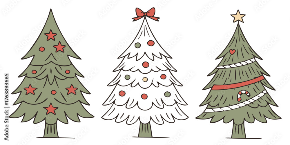Obraz premium Decorative Christmas Tree Silhouette Set
