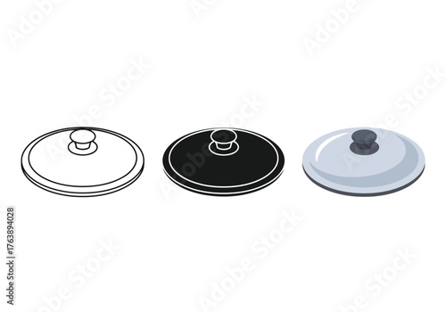 Cooking pot lids white and black graphic resource for kitchenware design and culinary themed projects