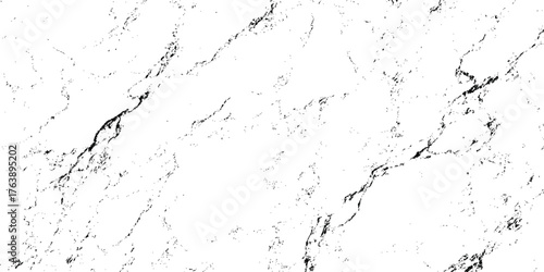 Monochrome abstract marble stone texture with natural black veins on transparent background.