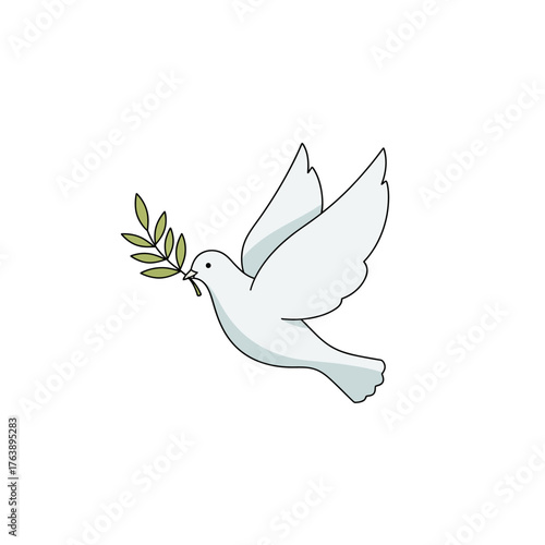 Peace Dove Christmas Vector | Minimal Holiday Symbol Illustration | Simple Flat White Dove Design