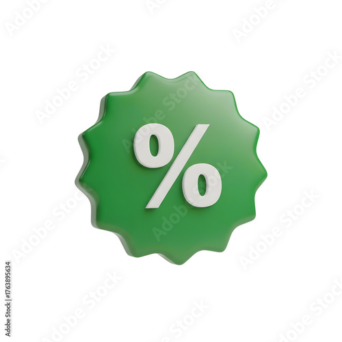 Green percentage symbol icon representing discount sale promotion offer.