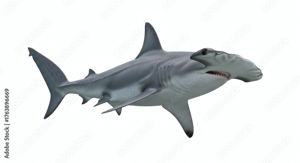 Fototapeta premium Hammerhead Shark Isolated Marine Predator, Underwater Wildlife, isolated on white background