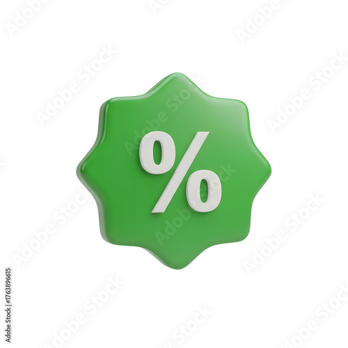 Vibrant Green Percentage Sign Icon Representing Discounts and Sales.