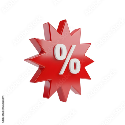 Red Starburst with Percentage Sign for Sales and Discounts.