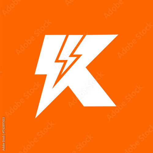 Initial k electric logo letter k with thunder bolt combination