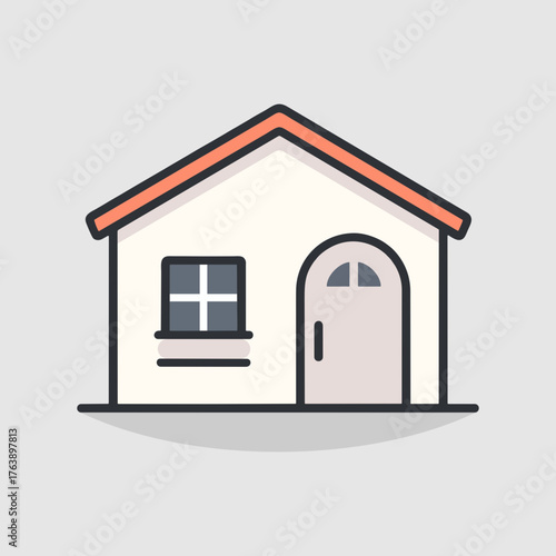 Home icon button in flat minimalist style, website navigation and return to homepage concept