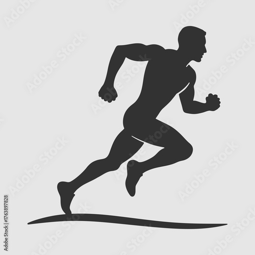 Athlete silhouette at starting line, dynamic pose