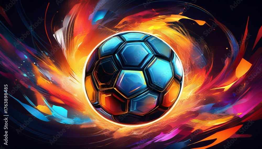 Naklejka premium soccer ball abstract design colorful energetic sports background