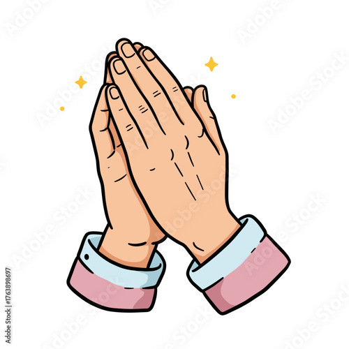 Clapping hands in a cheerful gesture with sparkling accents  