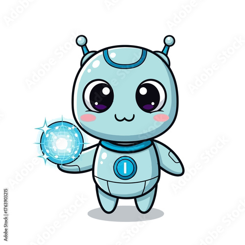 Minimalist Flat Design Vector Robot Mascot Icon