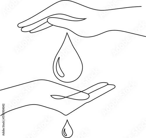 Water saving or stop wasting water line art vector isolated on a white background