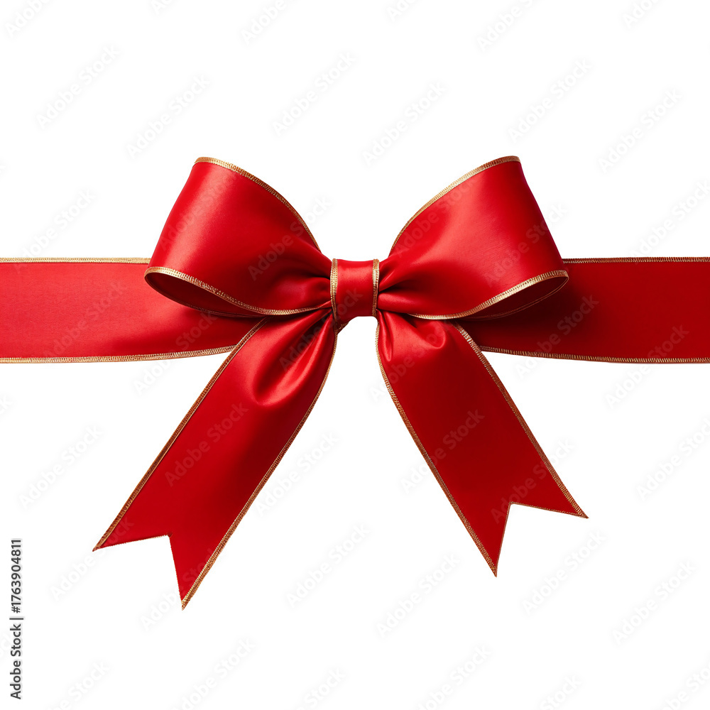 Fototapeta premium A close up view of a red bow on a white background.