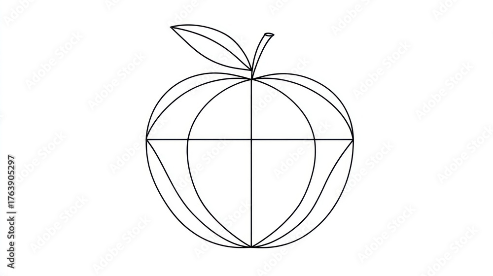 Obraz premium Simple line art apple illustration