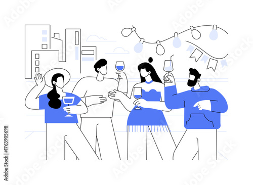 Rooftop party isolated cartoon vector illustrations.