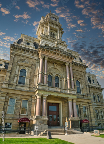 The Madison County Courthouse is a historic Second Empire style courthouse located in downtown London Ohio southwest of Columbus Ohio.
