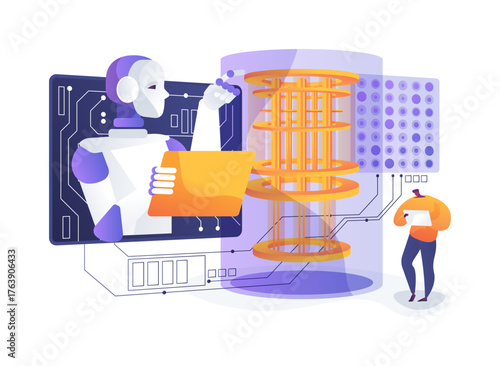 AI-Guided Quantum Hardware Calibration abstract concept vector illustration.