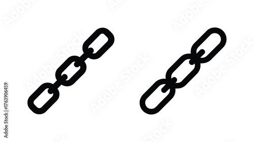 Two diagonal black chain links symbols abstract design element isolated on graphics