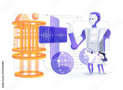 AI-Augmented Noise Mitigation Strategy Prediction abstract concept vector illustration.