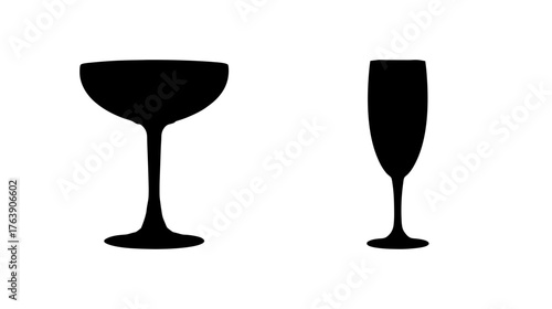 Two distinct champagne glass silhouettes for celebrations and events festive drinkware duo