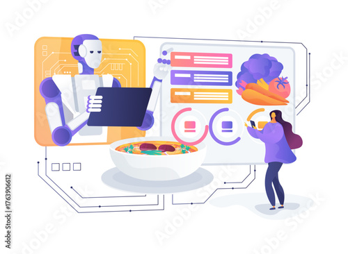 AI-Enhanced Personalized Meal Planning abstract concept vector illustration.