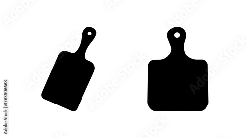 Two black silhouette cheese boards kitchen utensils graphic isolated food preparation simple design