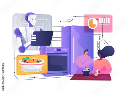 AI-Automated Adaptive Cooking Appliance Control abstract concept vector illustration.