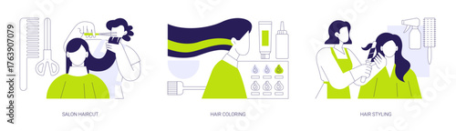 Hair salon isolated cartoon vector illustrations se