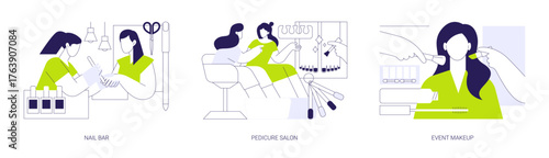 Beauty salon isolated cartoon vector illustrations se