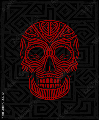 skull - tribe ethnical decorative, tattoo, logo (artwork 5)