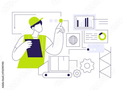Big data in manufacturing abstract concept vector illustration.