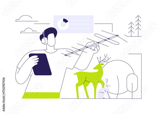Wildlife conservation data abstract concept vector illustration.