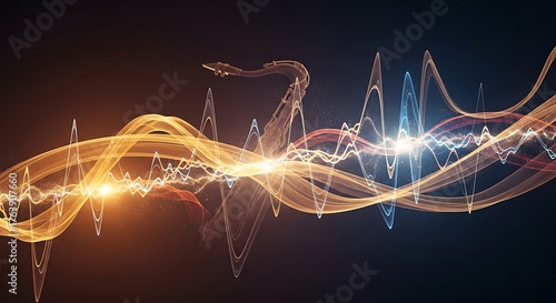 abstract background with glowing lines with jazz