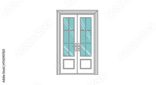Elegant double doors with glass panels and decorative trim.