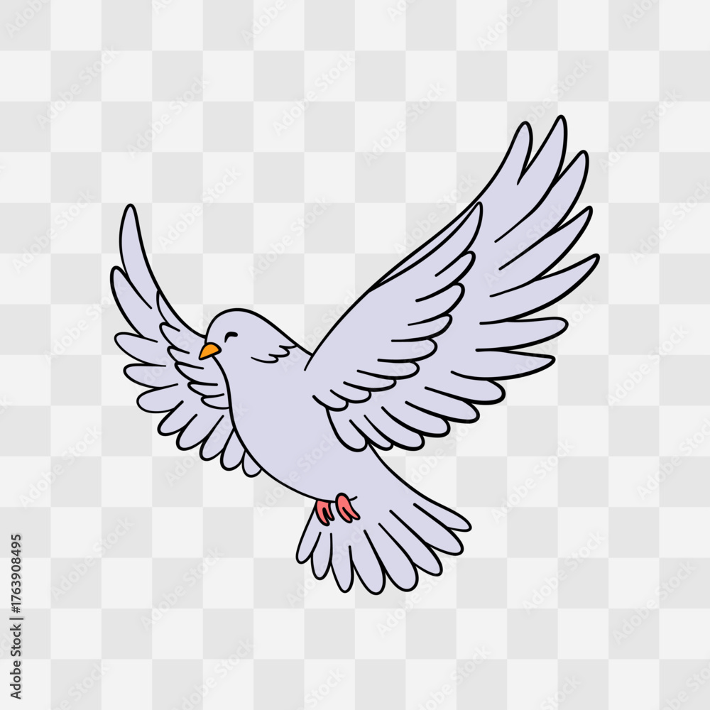 Obraz premium Elegant hand-drawn dove illustration on a transparent background for Valentine’s Day designs. Symbol of love, peace, and romance 