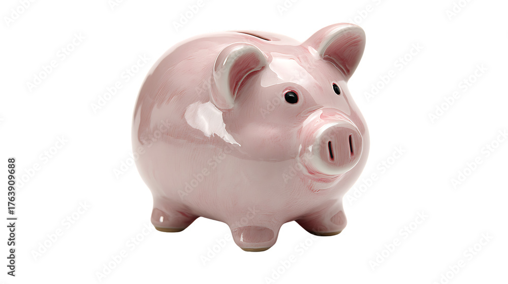 Obraz premium A pink piggy bank isolated on transparent background