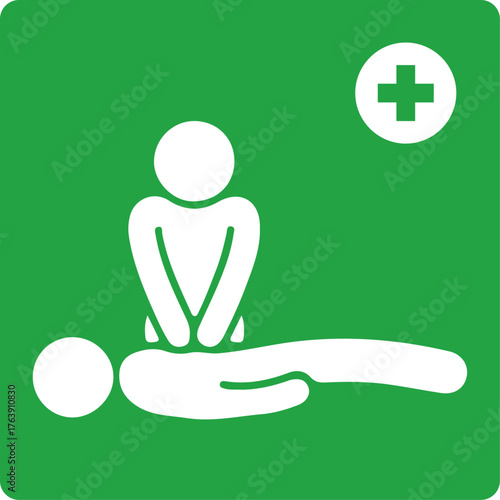 first aid cpr icon showing cardiopulmonary resuscitation chest compression emergency medical assistance