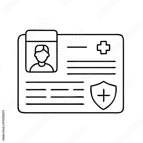 Illustration of a medical identification card with photo and symbols