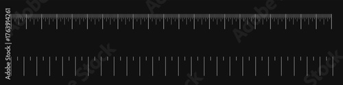 Ruler scale with markings and numbers in Inch centimeters and millimeters units, measuring metric scale. Graduated ruler vector illustration on a white background. Various measurement scales