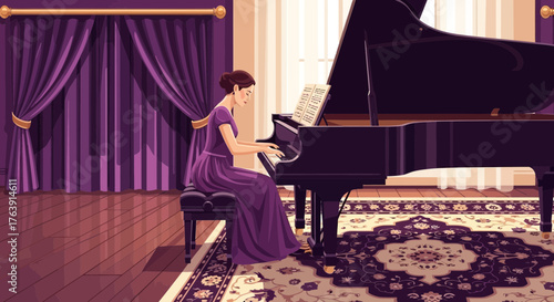 Elegance of artistic expression: A pianist playing with passion and grace