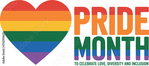 Celebrate pride month with rainbow heart for lgbtq community love and diversity support