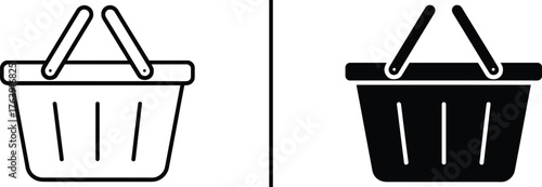 Shopping Basket Icon: A minimalist icon of a shopping basket. A versatile design suitable for various applications.