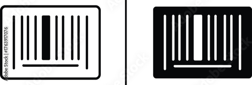Barcode Icons: A simple barcode in contrasting black and white, depicting essential symbol of information and digital tracking, illustrating the universal language of commerce and logistics.