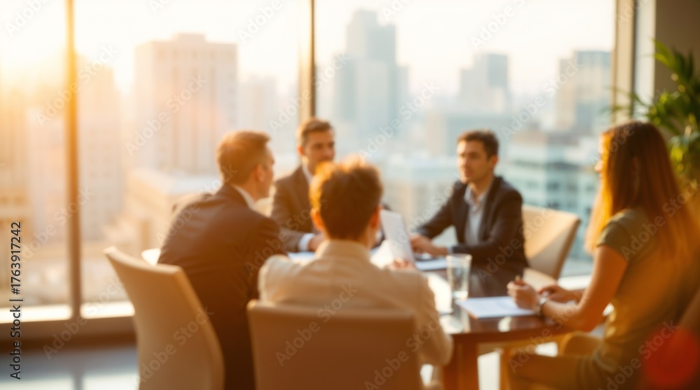 Fototapeta premium business people conference group meeting on city office building in background showing partnership success of business deal