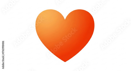 Orange heart with gradient on white background symbolizing love and affection