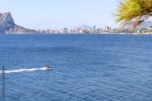 Motorboat on the sea. Vacation, retirement.