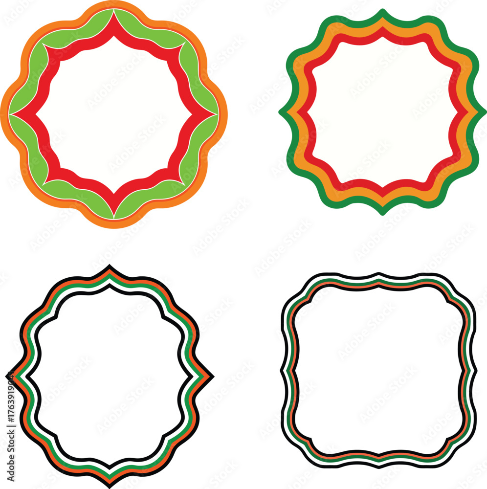 Fototapeta premium The left frame has a wavy border alternating in green on a white background.
