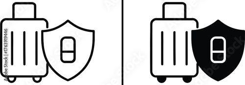 Travel Luggage Shield: Illustrative rendering of a suitcase with a shield, representing travel security. A conceptual illustration that conveys a sense of safety and assurance. 