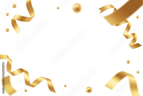 Golden streamers and confetti playfully swirl, creating a festive and celebratory atmosphere.