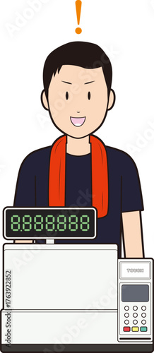 レジスターと男性飲食店スタッフ③